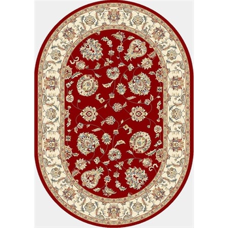 Dynamic Rugs Ancient Garden 2 ft. 7 in. x 4 ft. 7 in. Oval 57365-1464 Rug - Red/Ivory ANOV35573651464